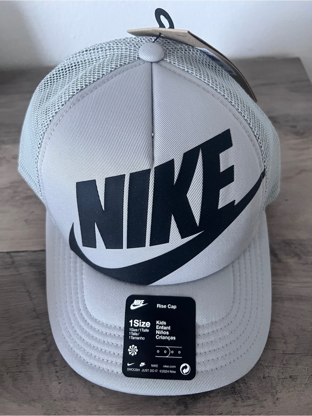 Nike Kids Grey Mesh Logo Trucker Cap